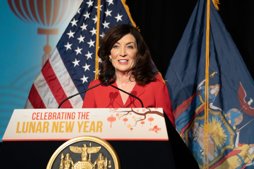Gov. Kathy Hochul speaks a Lunar New Year event.