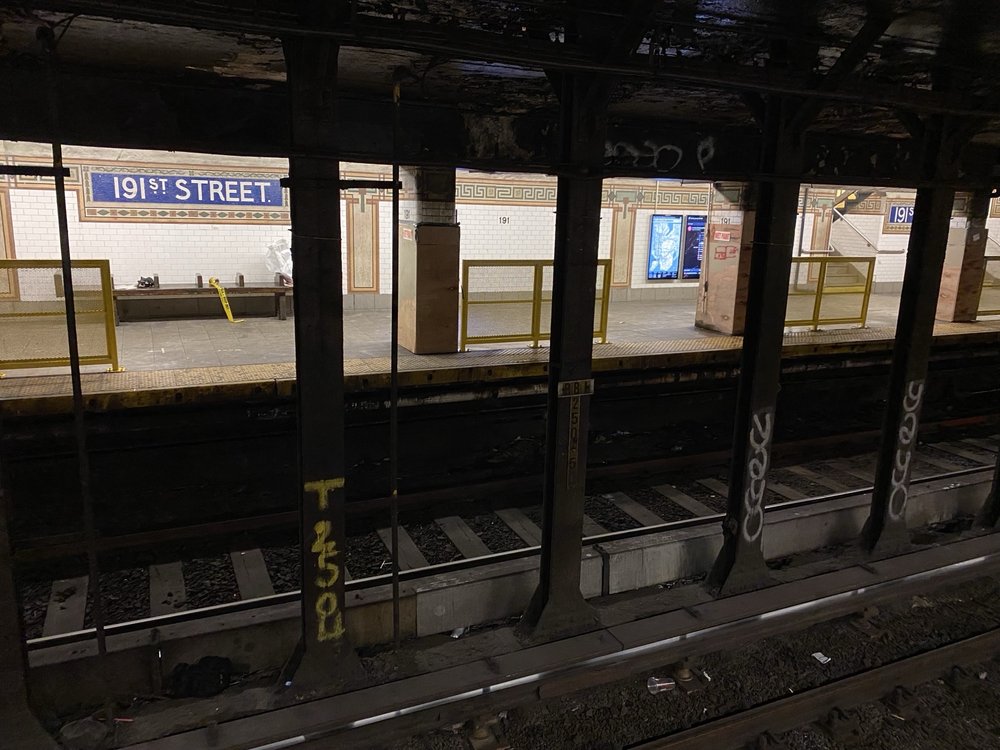 Platform safety barriers installed at the 191st Street 1 train station.