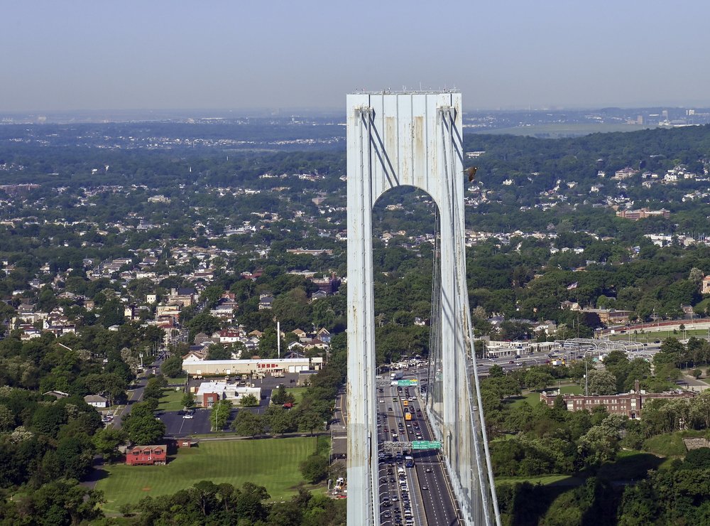 Mama bird soars above the Verrazzano-Narrows Bridge on May 24, 2024.