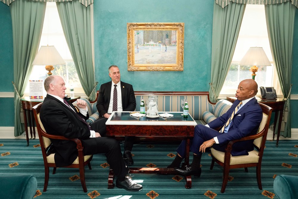 Mayor Adams meets with immigration officials in Gracie Mansion.