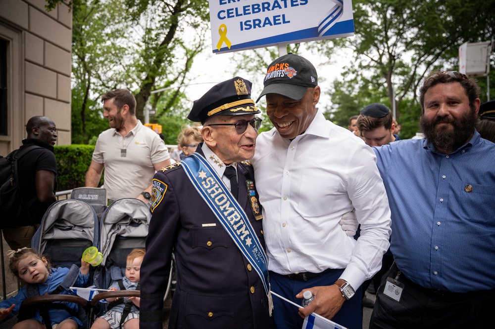 Mayor Adams in a pro-Israel parade.