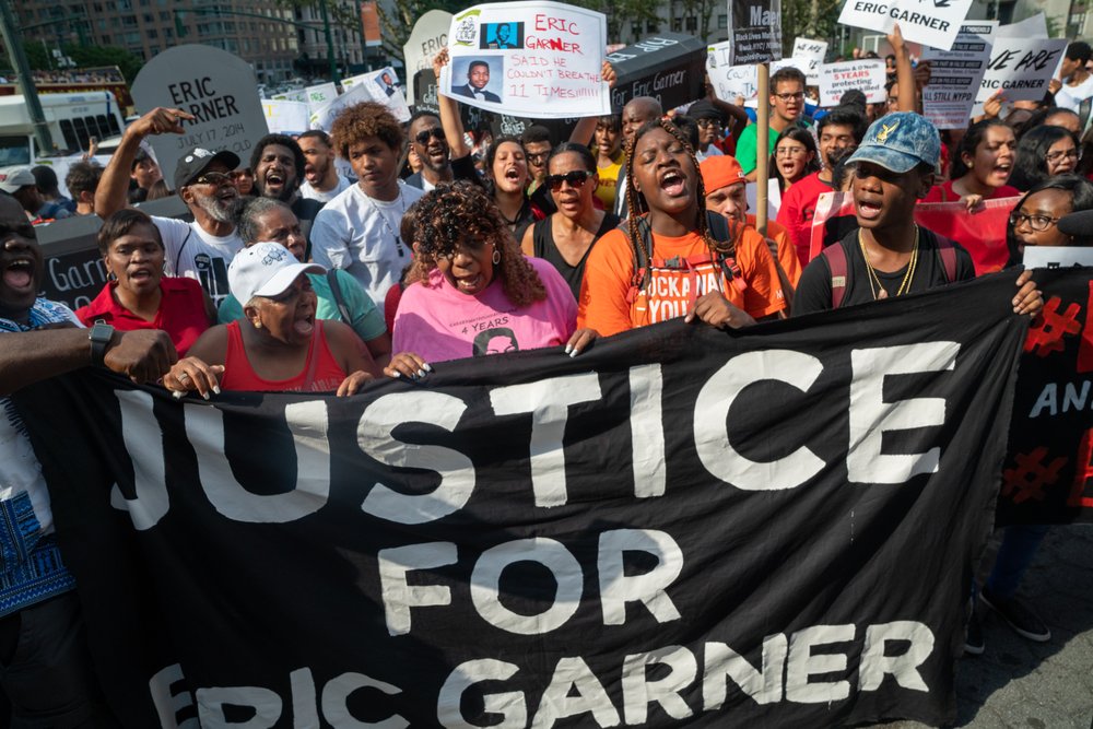 Protesters march on the fifth anniversary of Eric Garner's death<br>