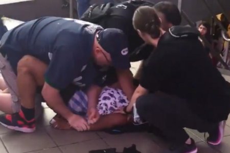 Police said a man jumped a turnstile then resisted arrest in Jackson Heights on Friday