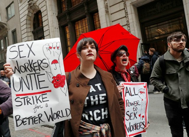 Protesters rally for protections for sex workers on May Day
