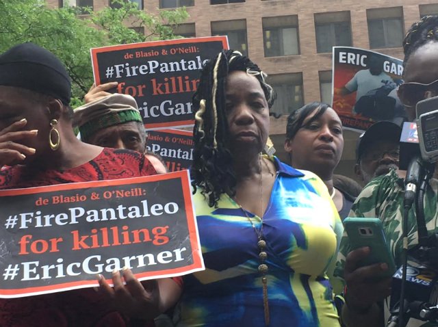 Gwen Carr, Eric Garner's mother, outside NYPD headquarters after the conclusion of the administrative trial of Officer Daniel Pantaleo on Thursday afternoon