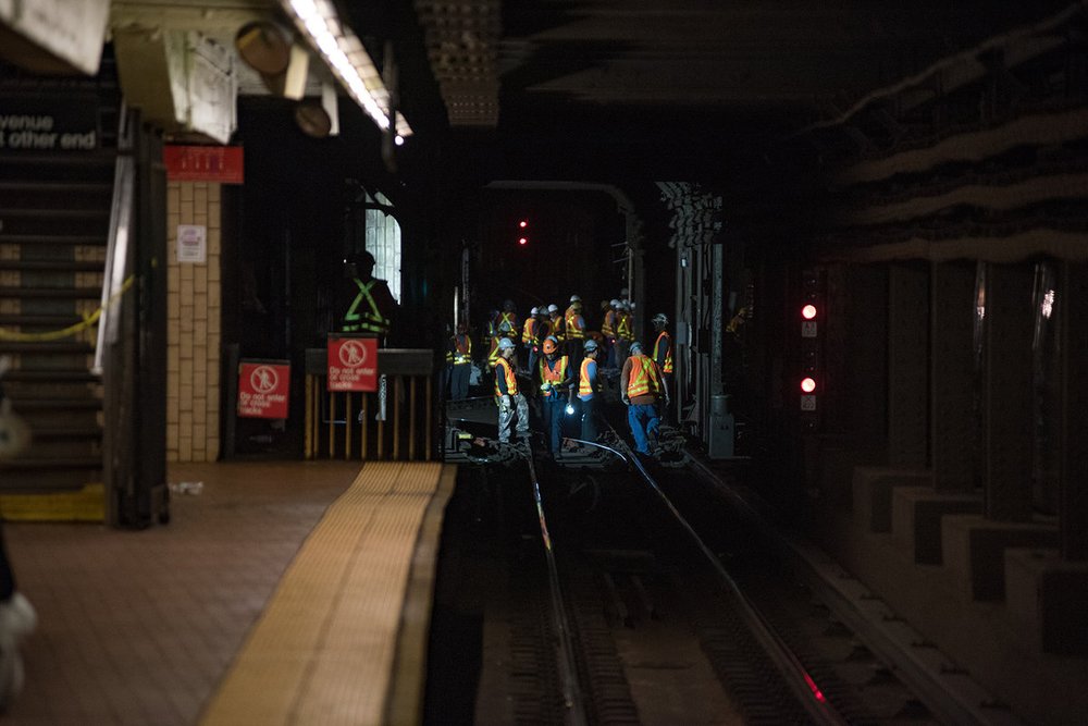 6c7f1695ab6e93cb13125-street3-jpg-web_gallery-jpeg.jpeg After the <a href="http://gothamist.com/2017/06/27/a_train_mta_possible_derail.php#photo-1">A train derailment</a> on June 27, 2017 (<a href="http://www.dispatch.nyc/">David "Dee" Delgado / Gothamist</a>)