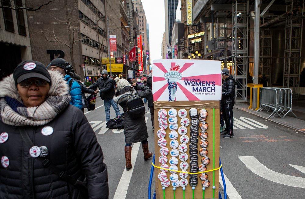 Women's March merch (<a href="https://www.gretchenrobinette.com/">Gretchen Robinette</a> / Gothamist)