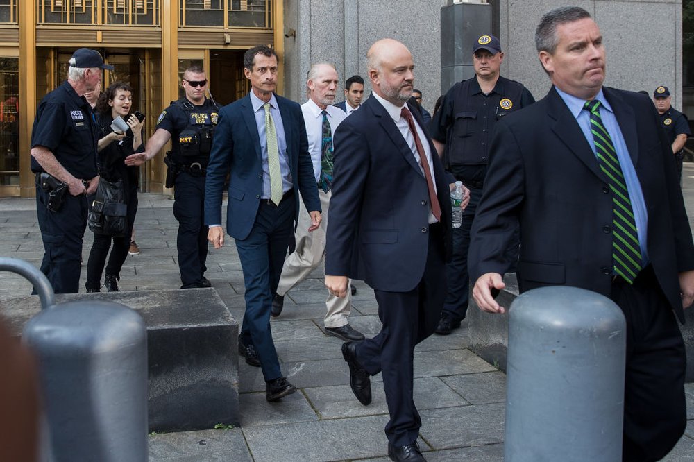 72af93309gettyimages-853596438-jpg.jpeg Former Rep. Anthony Weiner leaves Manhattan Federal Court, September 25, 2017 (Getty Images)