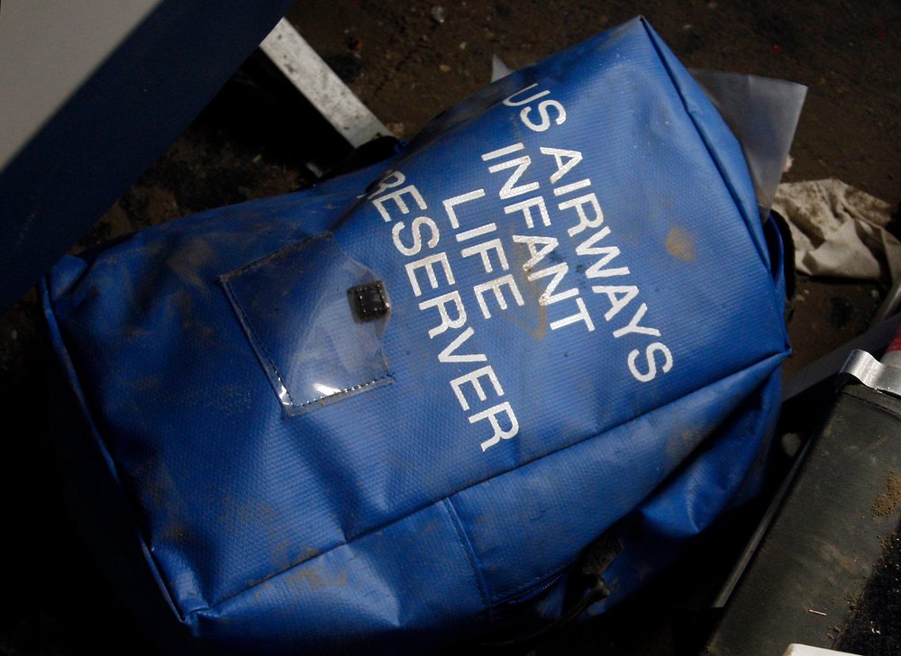 8224e771bshutterstock_6287180b-jpg.jpeg An infant life perserver kit is seen in the moldy and damaged interior of the wreckage of US Airways flight 1549, at a storage facility in Kearny, N.J., as the plane is being prepared to be part of an exhibit after it is moved to an aviation museum in Charlotte, N.C (Mel Evans/AP/Shutterstock)