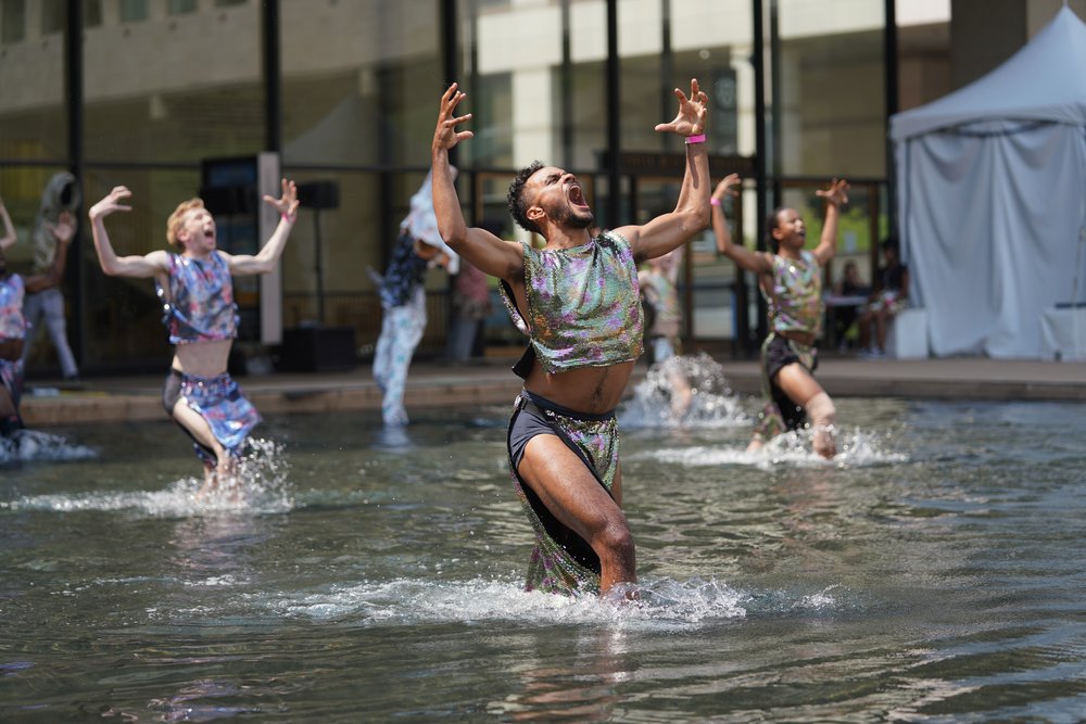 Dancers performing across Lincoln Center's campus