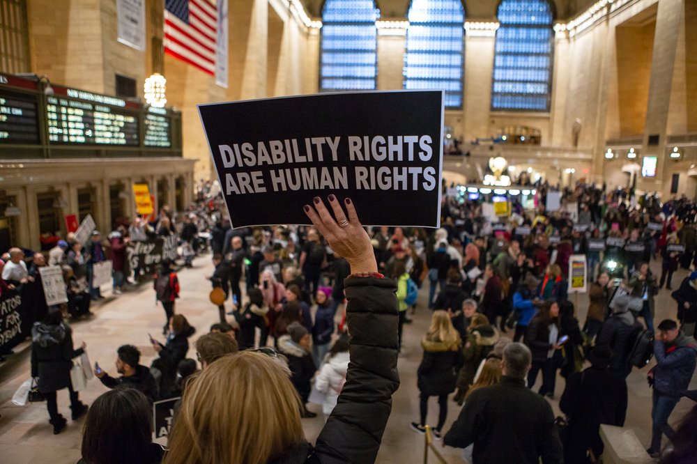 At the Non-March for Disabled Women in Grand Central Terminal (<a href="https://www.gretchenrobinette.com/">Gretchen Robinette</a> / Gothamist)