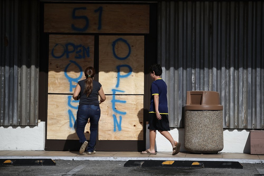 8bd02e2ae090717_irma4-jpg.jpeg A business is prepared for Hurricane Irma with boarded up windows and doors on September 7, 2017 in Key Biscayne, Florida. (Photo by Joe Raedle/Getty Images)