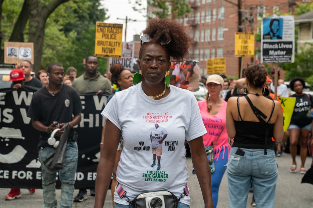 Protesters march on the fifth anniversary of Eric Garner's death<br>