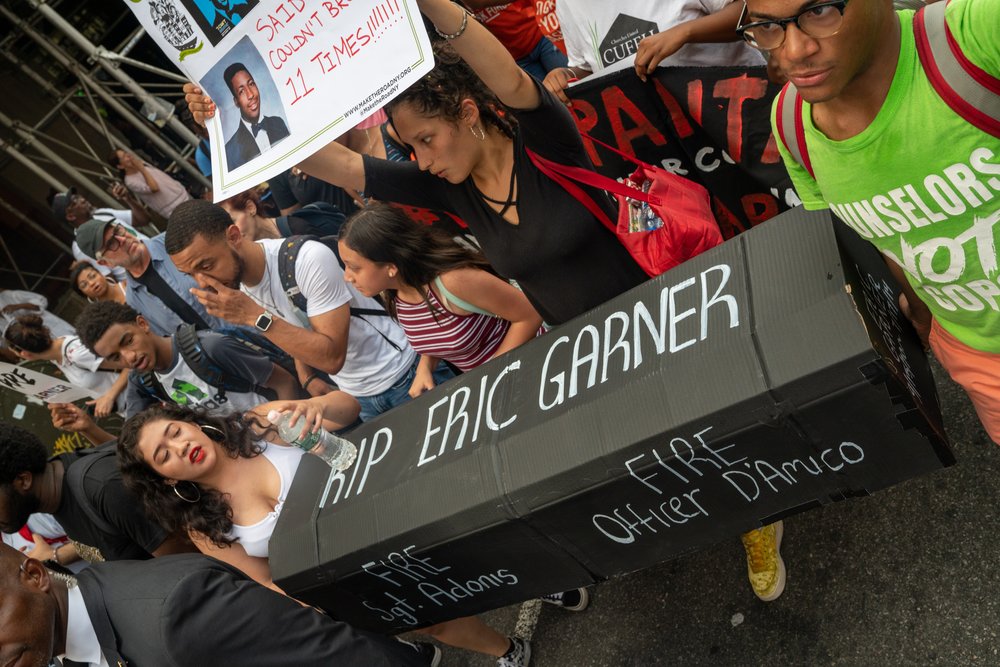 Protesters march on the fifth anniversary of Eric Garner's death<br>
