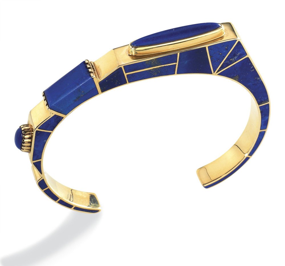 9a2a82a2e.jpeg Lapis bracelet by Lee Yazzie<br/>