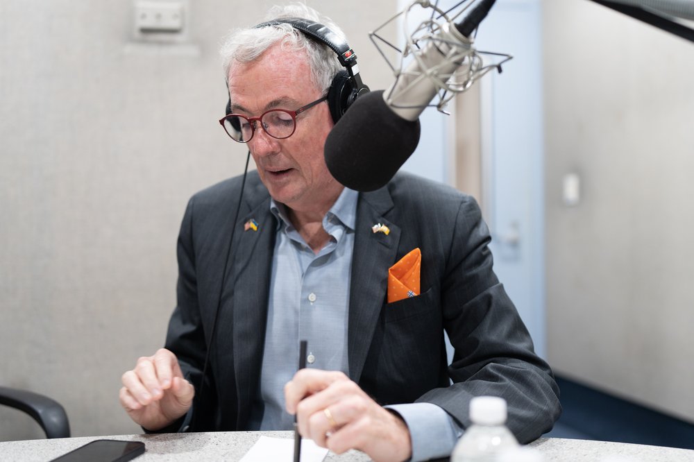 New Jersey Gov. Phil Murphy in the WBGO studios for the Oct. 31 edition of "Ask Governor Murphy." Murphy participated in the Nov. 30 show remotely.