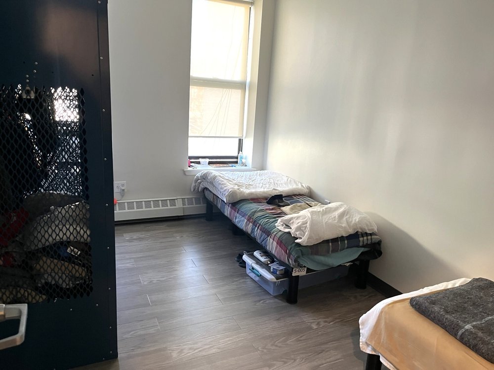 A double room at The Bridge's safe haven in Harlem. The safe haven model is designed to offer more privacy than traditional shelters.
