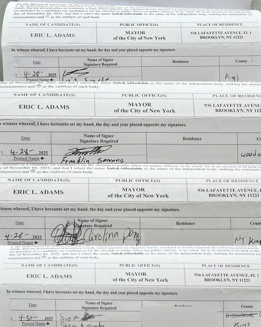 Folded petitions.