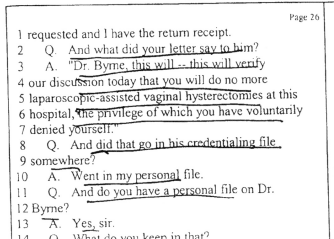 Detail of deposition with Dr. Edward Allensworth