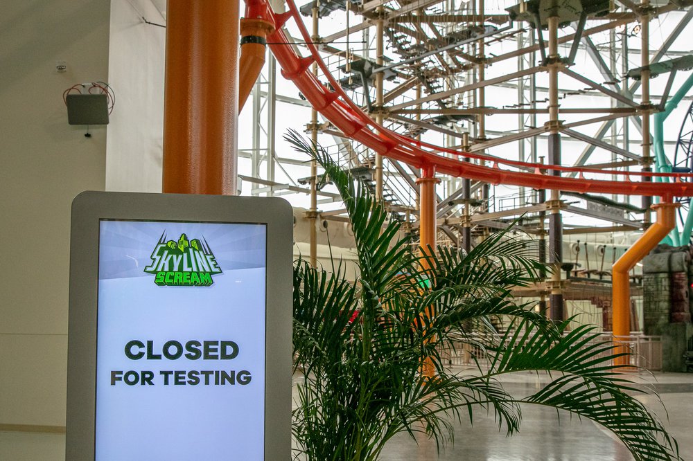 "Closed for testing" sign