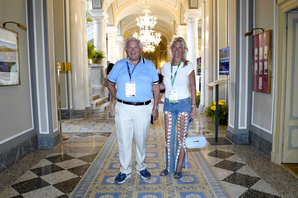 A photo of former U.S. Sen. Robert "Bob" Menendez and his wife Nadine Mendez on Sept. 1, 2023 in Cernobbio, Italy.