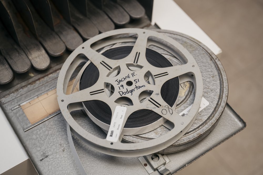 A video reel containing footage of Brooklyn Dodger Jackie Robinson; one of 20 film reels that Paul Balukas found in Doris Nemeith’s home. The discovery inspired him to start the Breezy Point Historical Society.