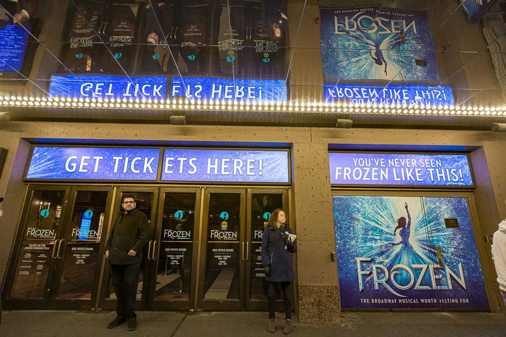 Broadway theater shut down due to Coronavirus, March 12th, 2020, the first night of being shut down