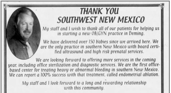 Byrne New Mexico newspaper ad