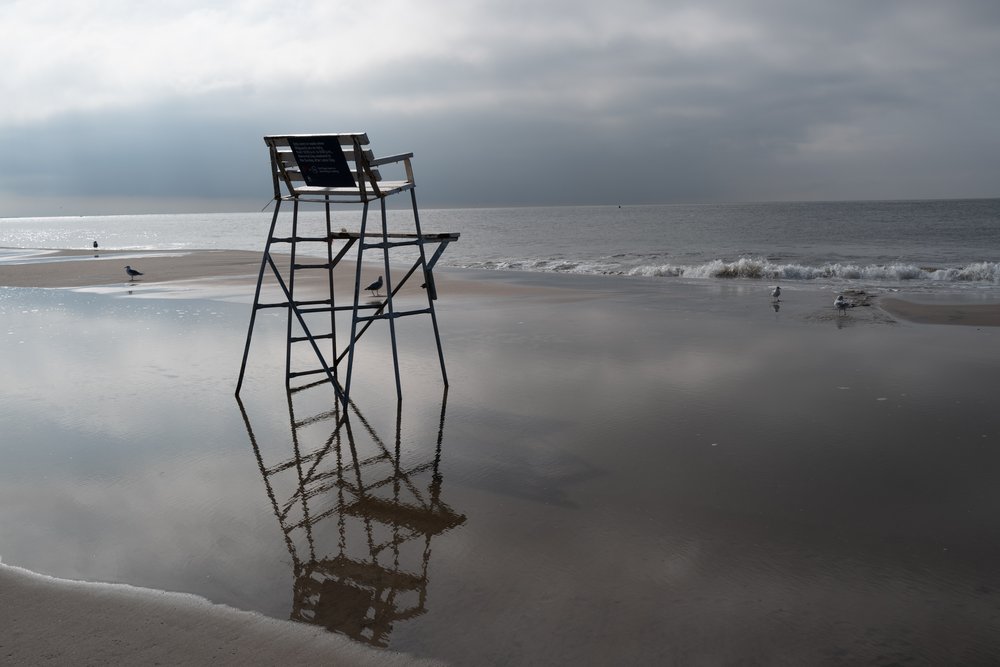 A photo of the beach at Coney Island where two teens drowned