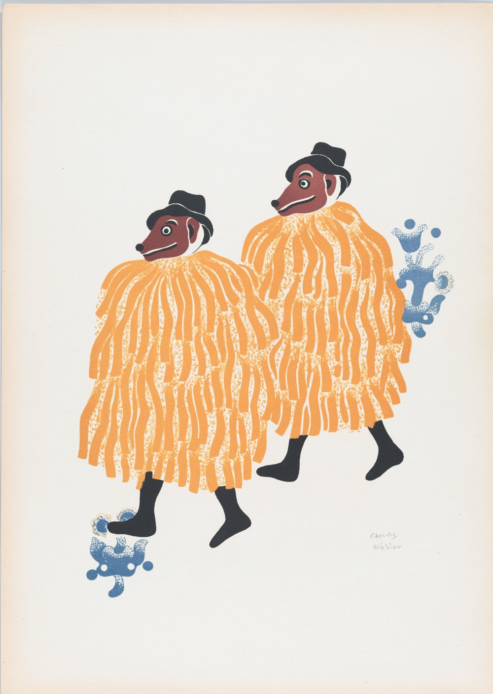 A painting of two men dancing.