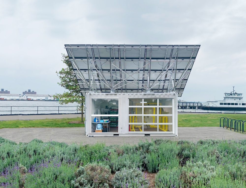 An exterior of a museum on Governors Island.