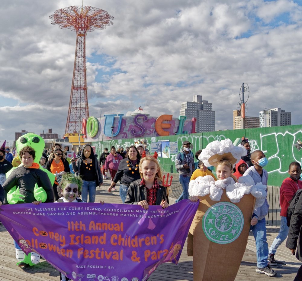 A group of children on the Boardwalk