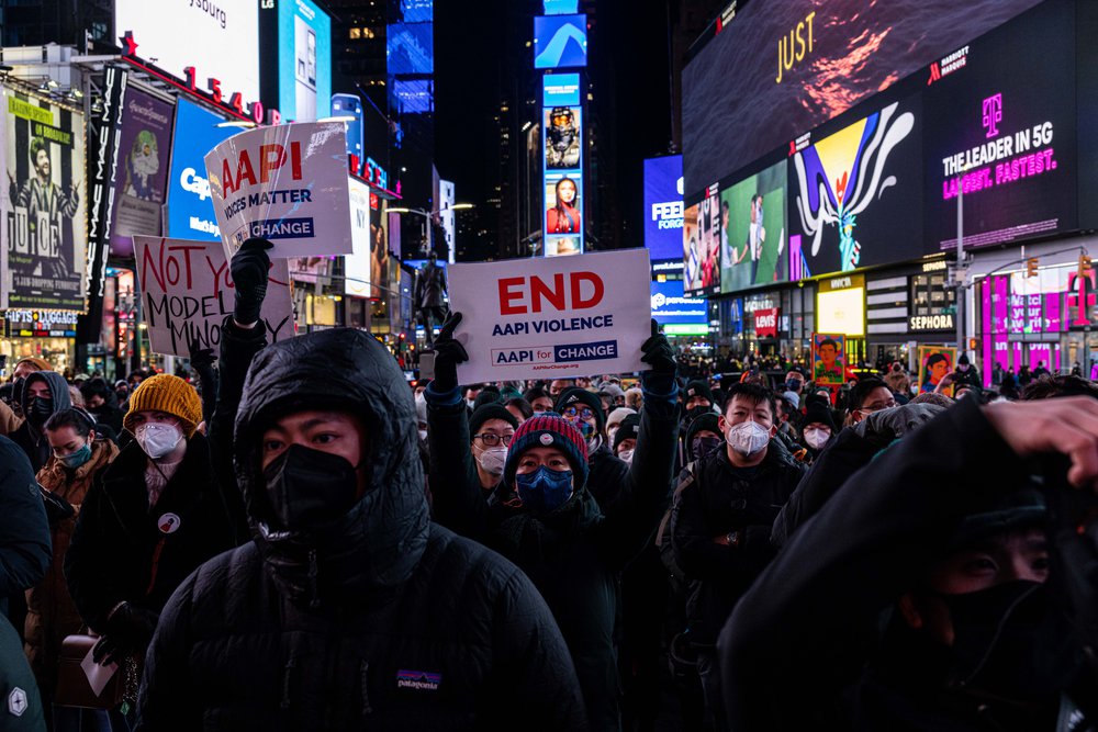 Hundreds gathered in Times Square for a vigil for Michelle Go who was fatally shoved in front of a subway at the Times Square station on January 15th.