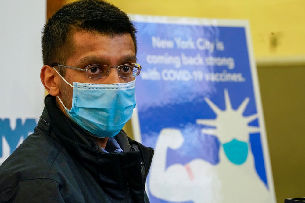 New York City Department of Health and Mental Hygiene Commissioner Dr. Dave A. Chokshi speaks to reporters during a news conferenc