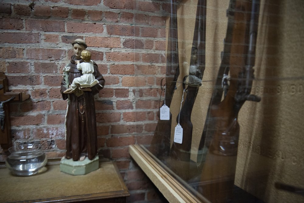 Guns on display at the Seneca Sporting Range in Ridgewood Queens.