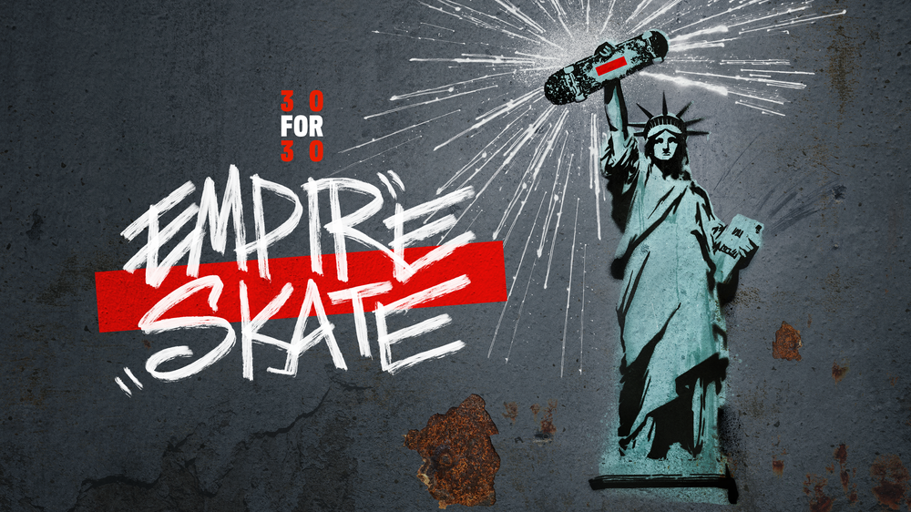 An illustration with the statue of liberty and the words "empire skate."