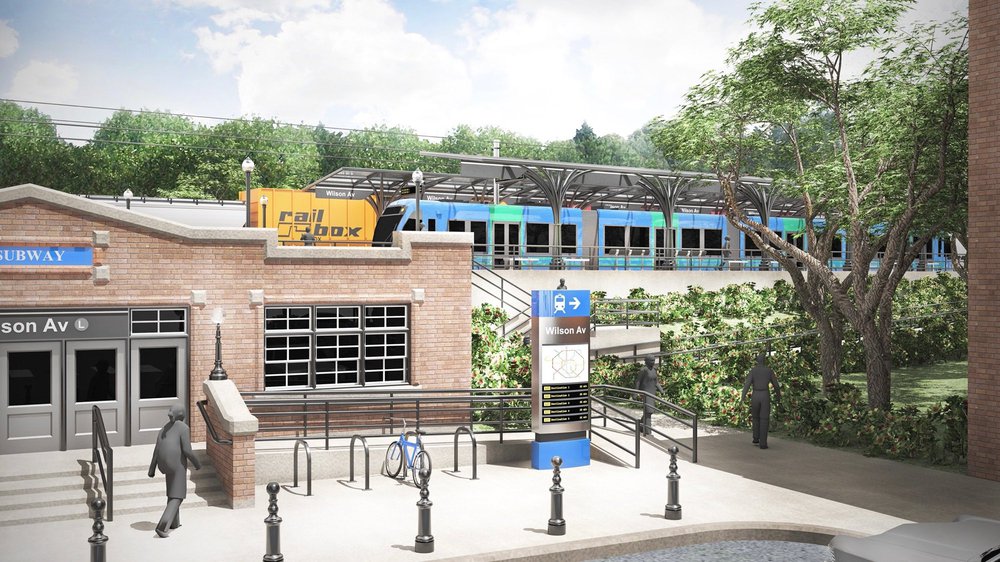 Renderings of what the Inter-borough express would look like - they should an above-ground station and train