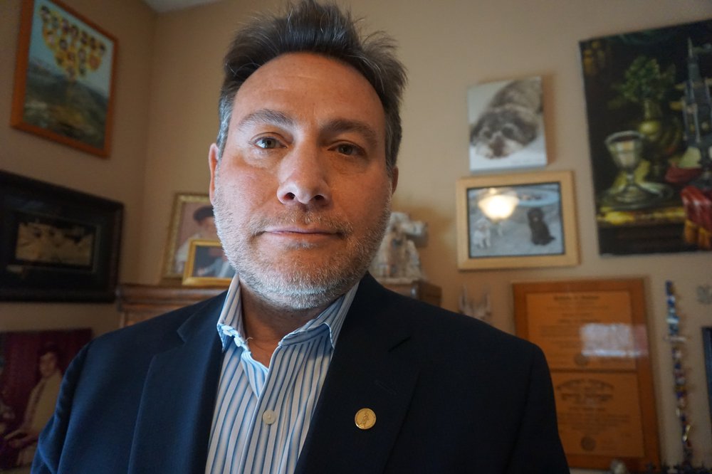Former Queens prosecutor Jeffrey T. Schwartz standing in his home