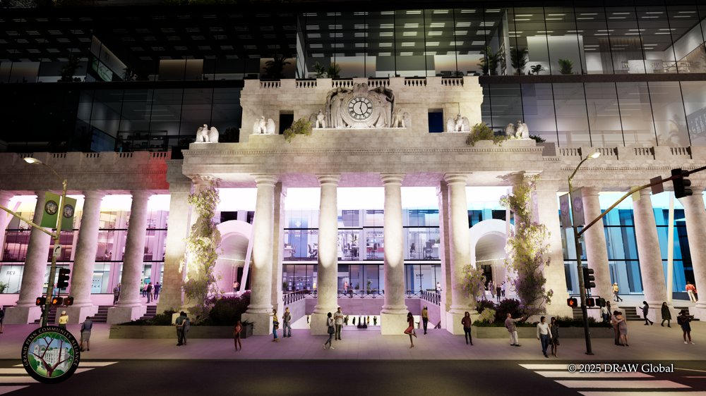 A rendering of columns in front of a new entrance to Penn Station.