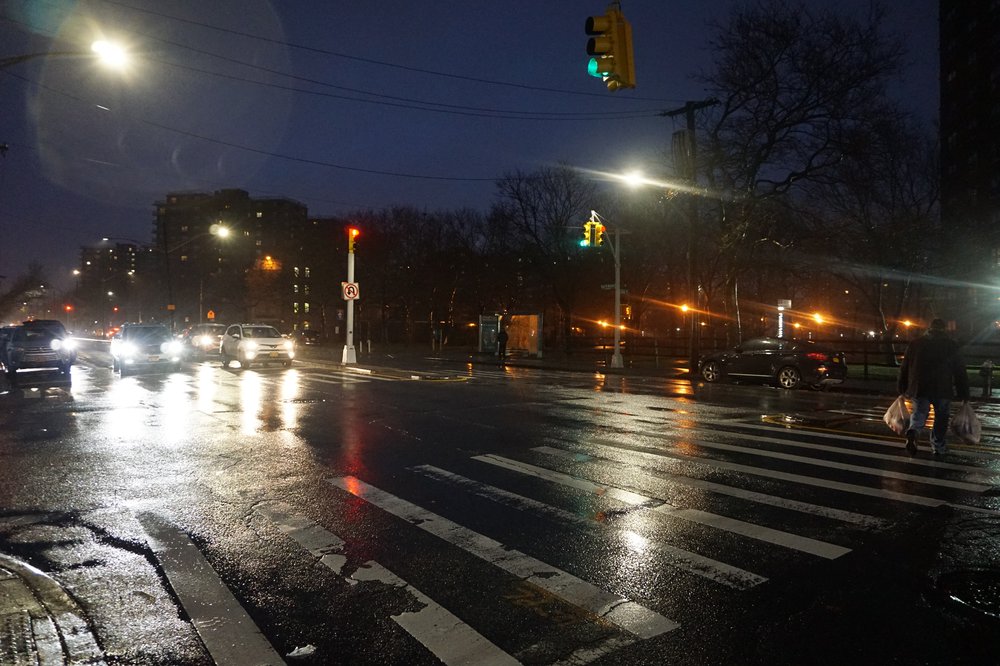 Photo taken from the location of the payphone where an eyewitness claimed he saw Eric Jenkins fire fatal shots at a bus stop across the street. The witness would later admit he had lied under oath.