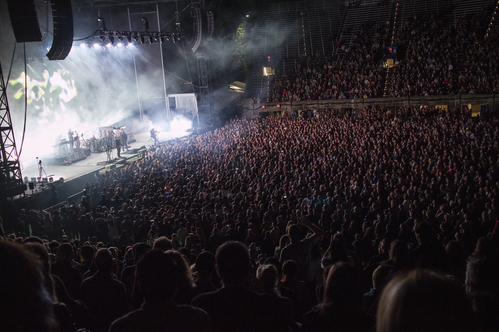 Crowds packed in to see the band The National perform at Forest Hills Stadium in 2018.