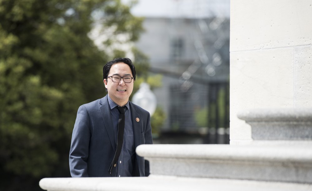 Rep. Andy Kim at the steps of the U.S. Capitol