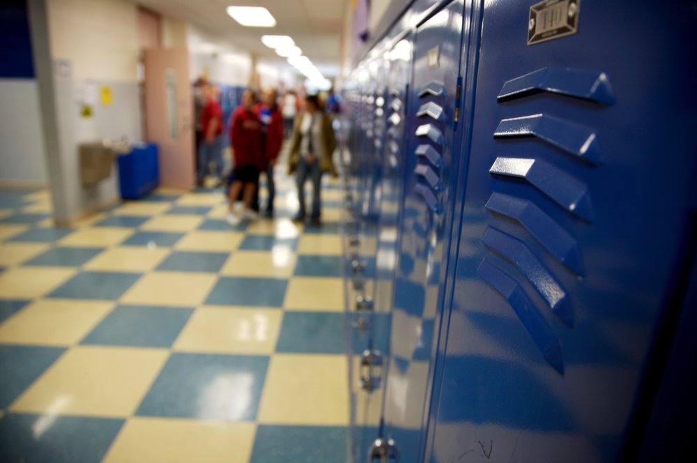Photograph of a school corridor