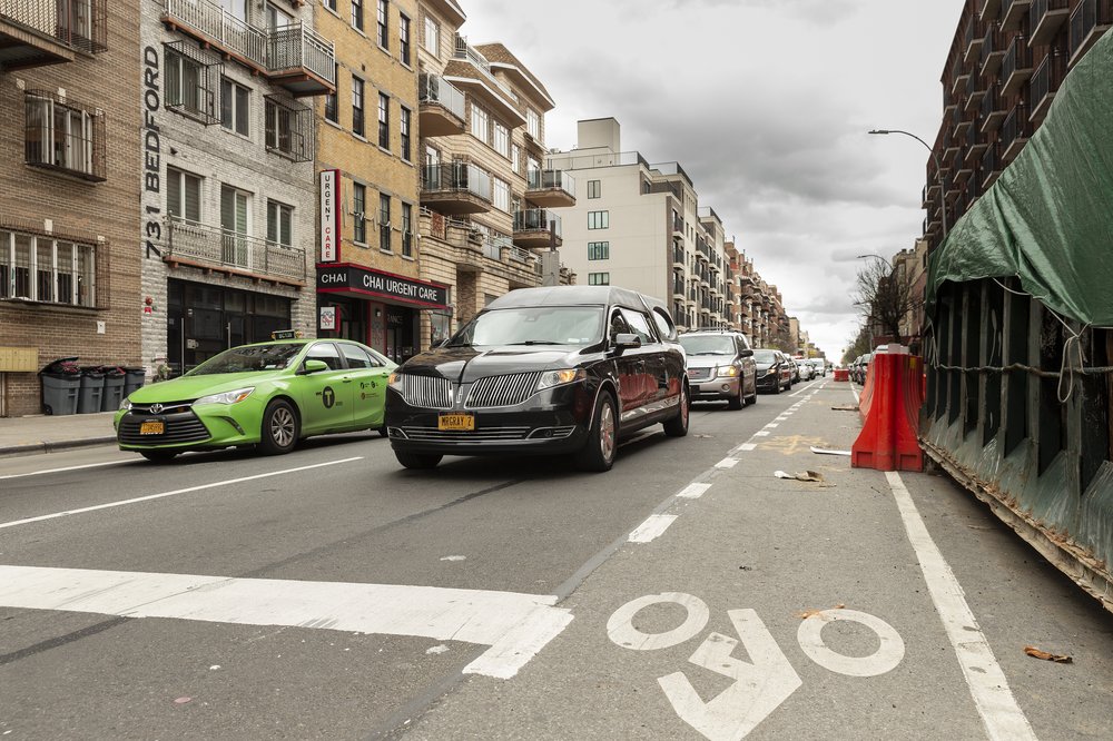 A bike lane on Bedford Avenue.
