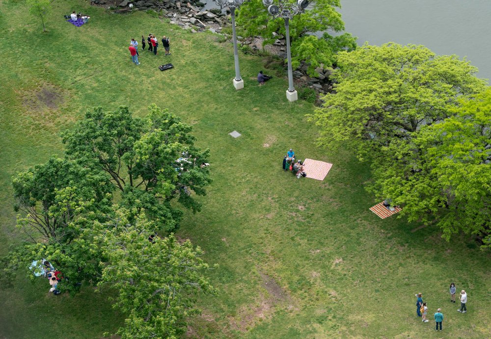 Parkgoers at Fort Washington Park in Manhattan on May 25, 2020.