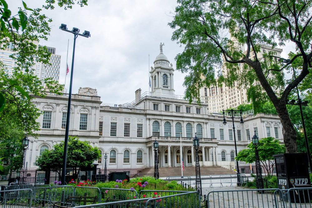A view of New York City Hall, 2020.