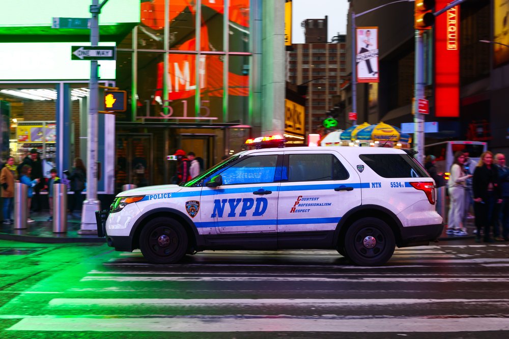 An NYPD vehicle in Times Square on Oct. 24, 2022