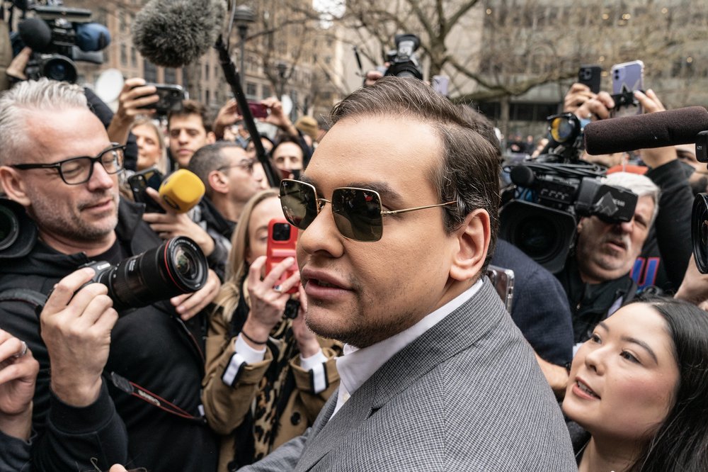 Rep. George Santos attends pro-Trump supporters rally at New York criminal court during appearance by former President Donald Trump.