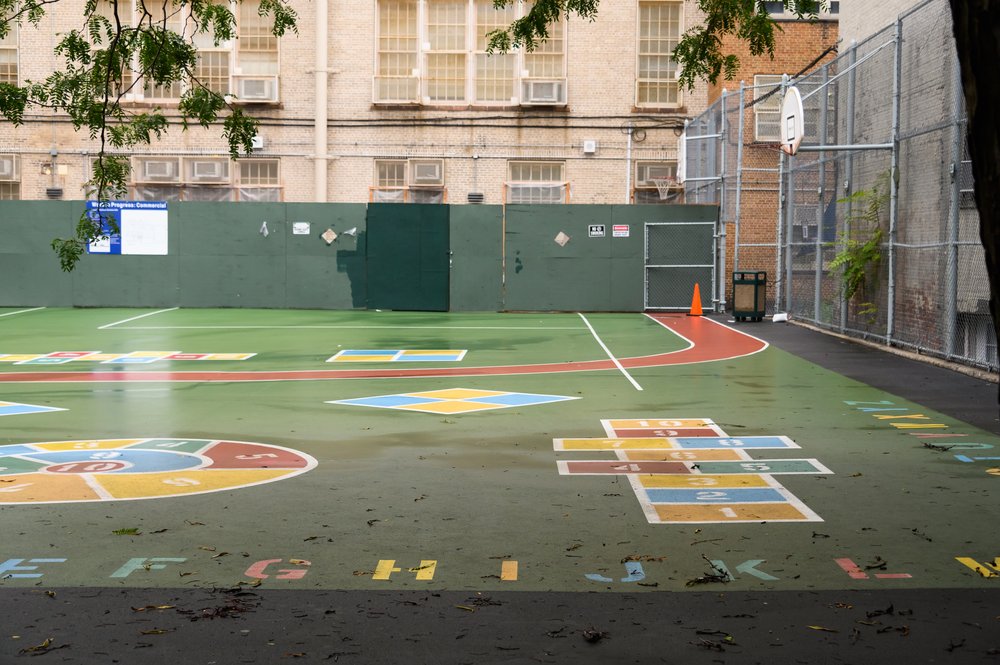The playground at P.S. 116 stands empty in Manhattan on Aug. 16, 2020.