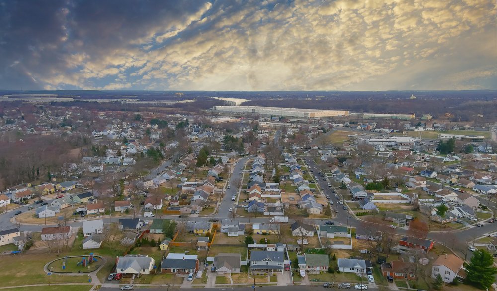 Aerial image of Jersey burbs